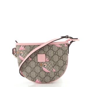 Gucci Pink Children's Zoo Shoulder Bag Printed GG Coated Canvas